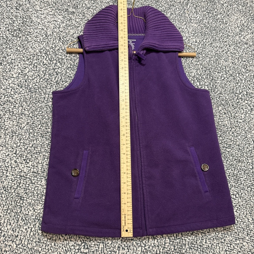 Lands End Women Small 6-8 Purple Fleece Vest Sweater Knit Collar Full Zip Layer - Picture 6 of 9